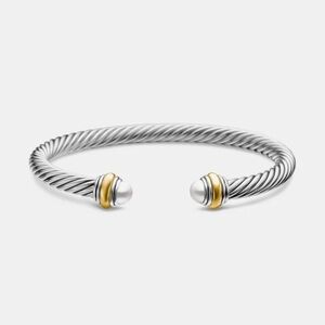 David Yurman CLASSIC CABLE BRACELET Sterling Silver 14K Yellow Gold Pearls 5mm